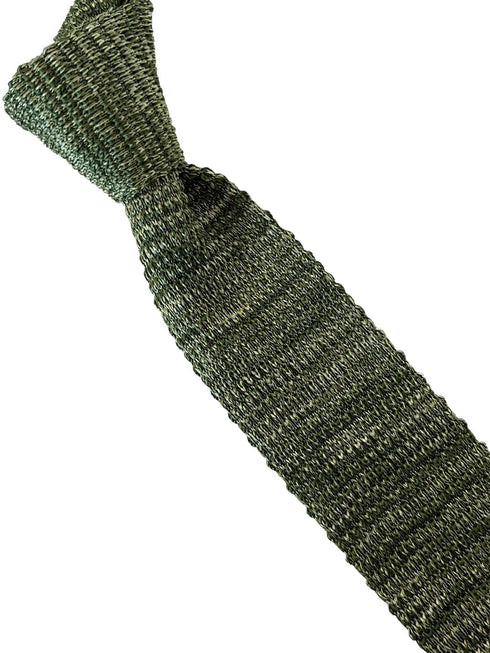 khaki olive army green and white speckled knitted tie